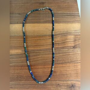 John Varvatos Blue, Green and Silver Beaded Necklace